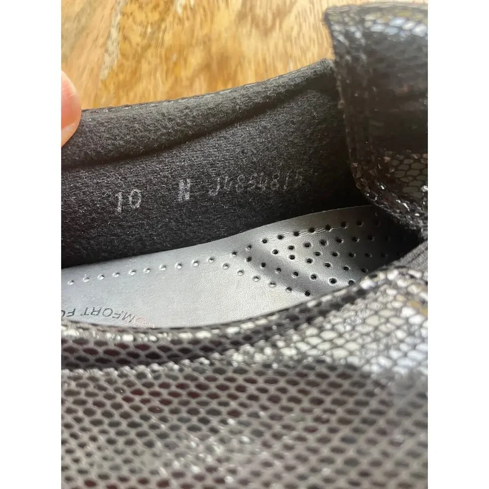 SAS DREAM Womens Black Snake Leather Comfort Loafers Shoes 10